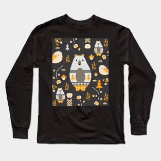 Winter bears with birds Long Sleeve T-Shirt